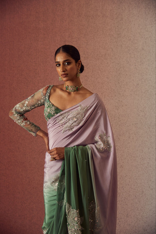 Perwinkle ombre saree set