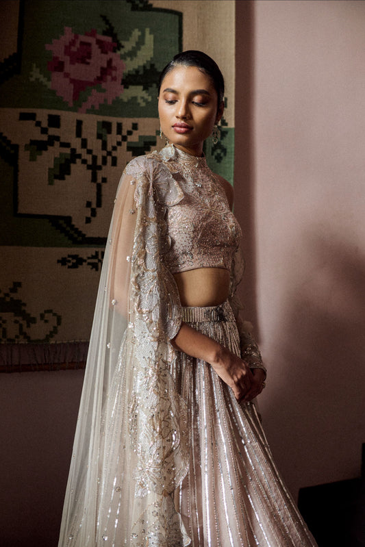 Pearl dust bloomings signature sequin lines lehenga set