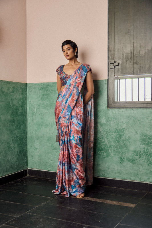 Twilight blossom pre drapped saree