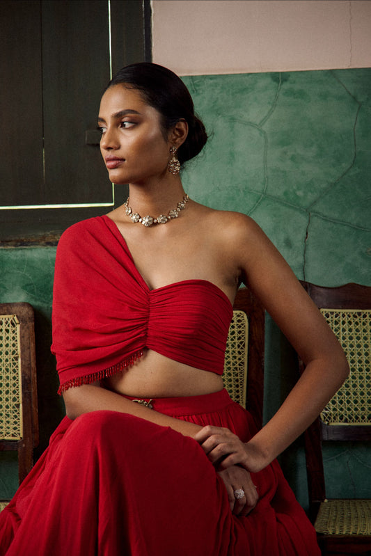 Scarlette blaze off shoulder lehenga set