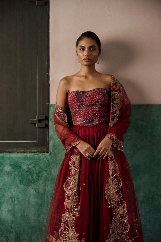 Vermillia corset lehenga set