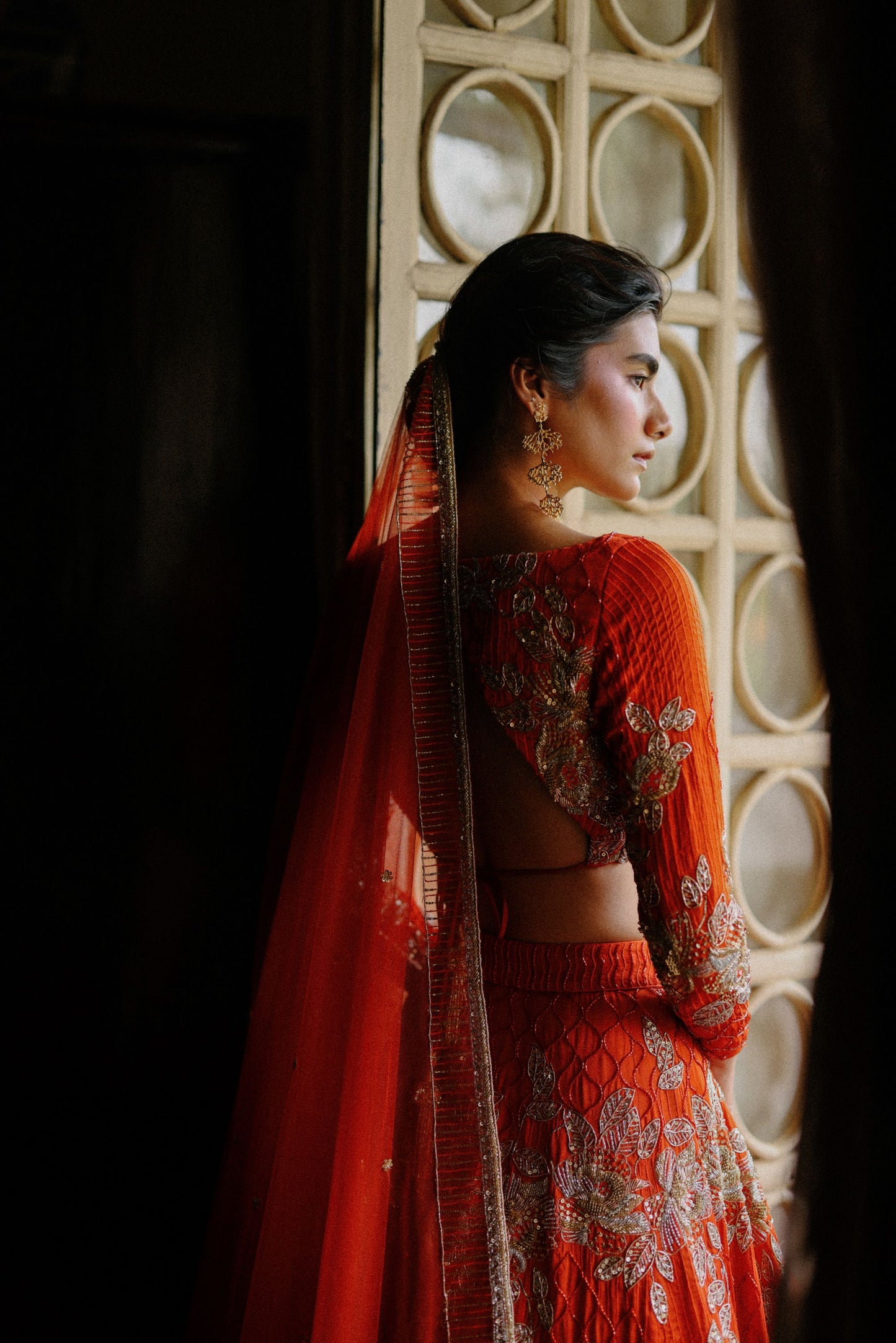 Burnt orange Rosetta lehenga