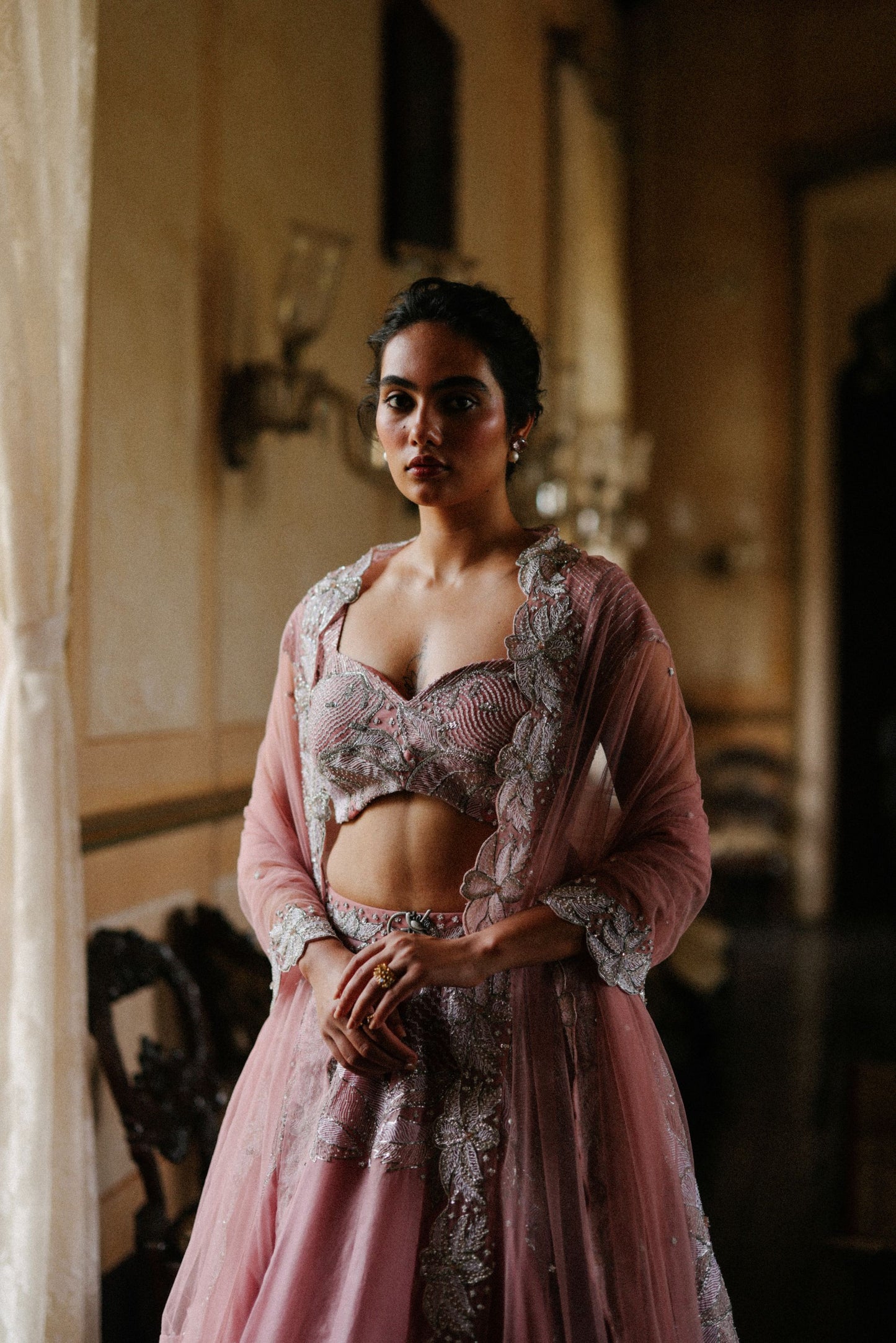 Coral rose lehenga
