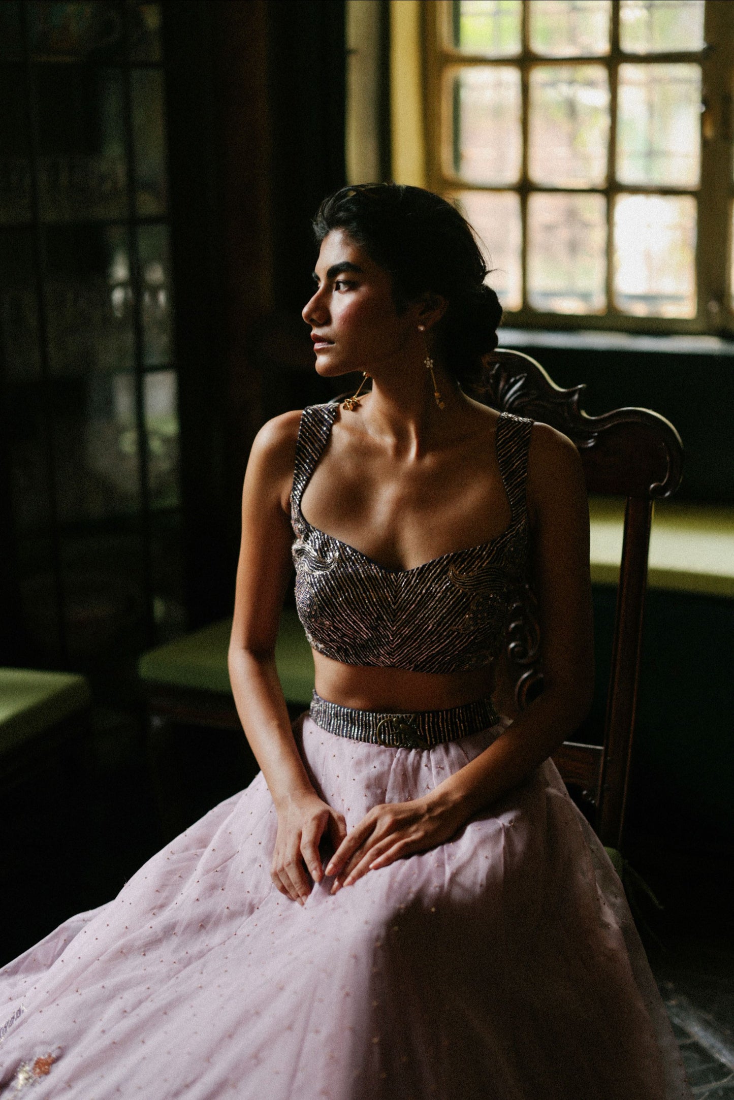 Rosa patchwork lehenga