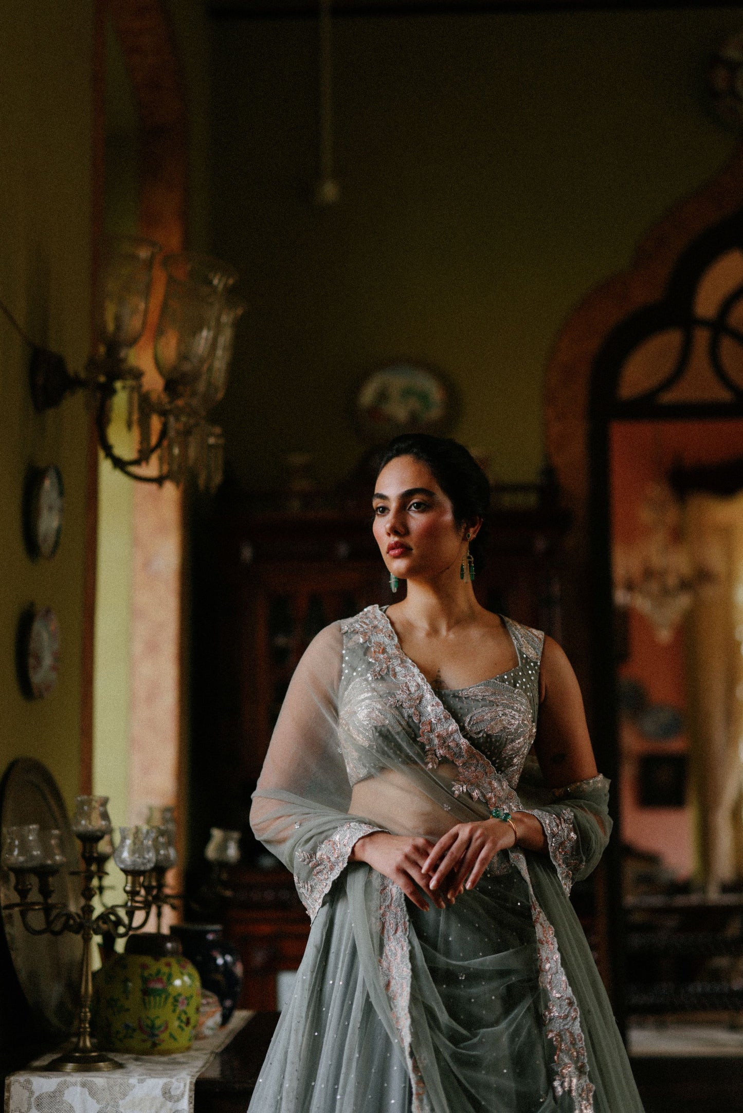 Green lily flutter lehenga