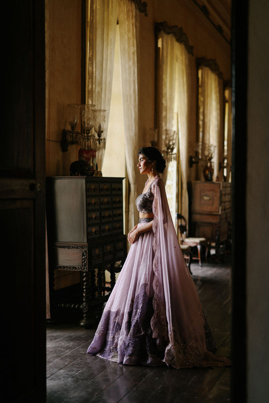 Rosa patchwork lehenga