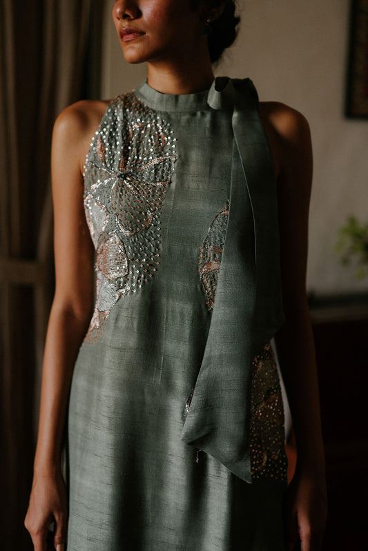 Green lily tie-up kurta set