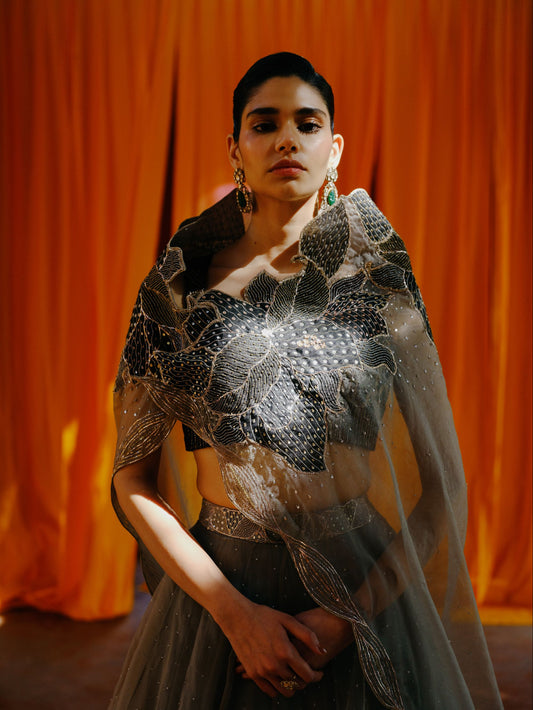 Olive Shadow Lehenga