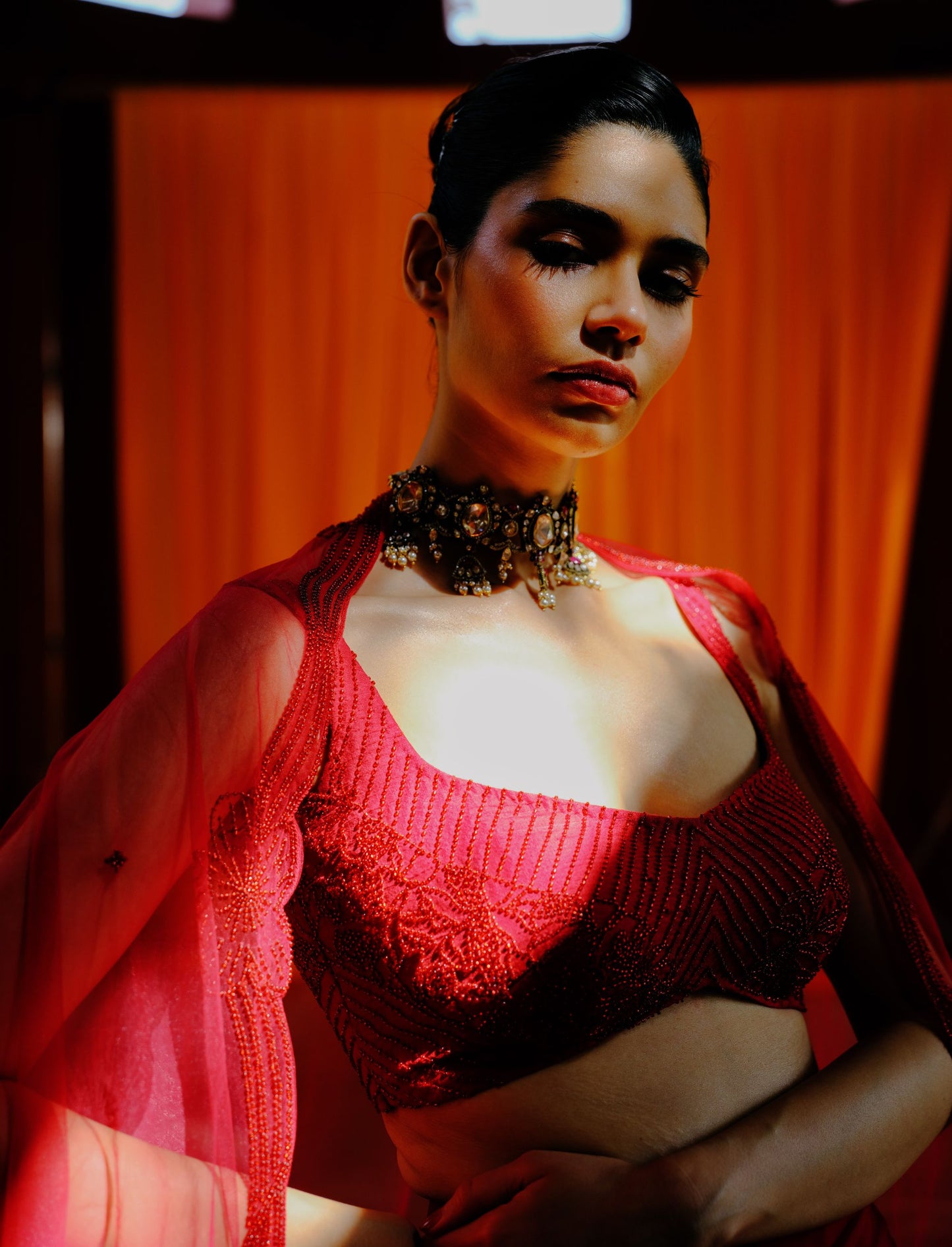 Red Dahilia Lehenga
