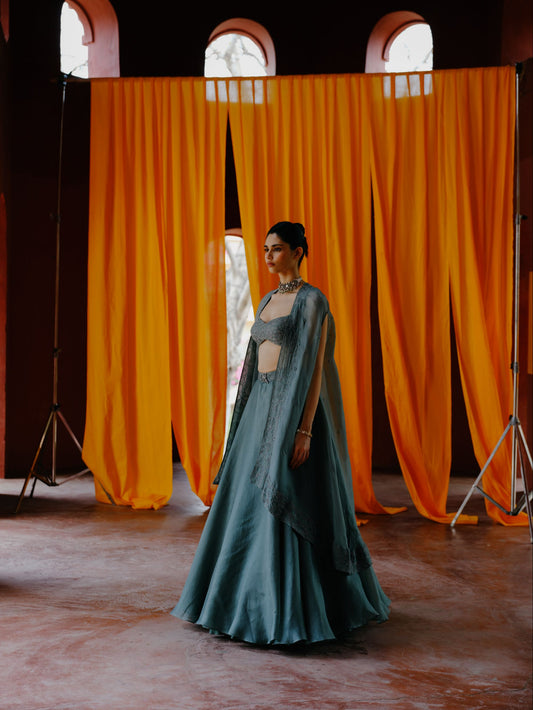 Frosted mint lehenga set