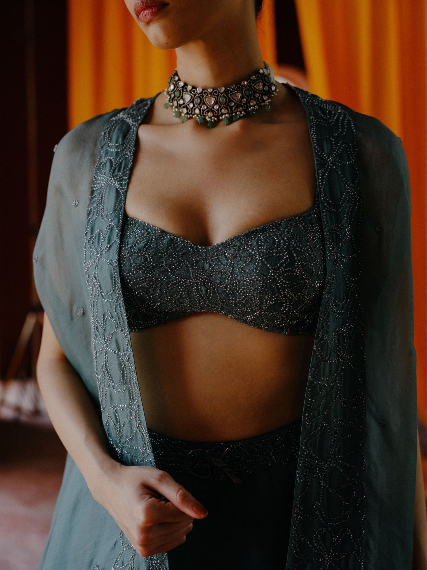 Frosted mint lehenga set