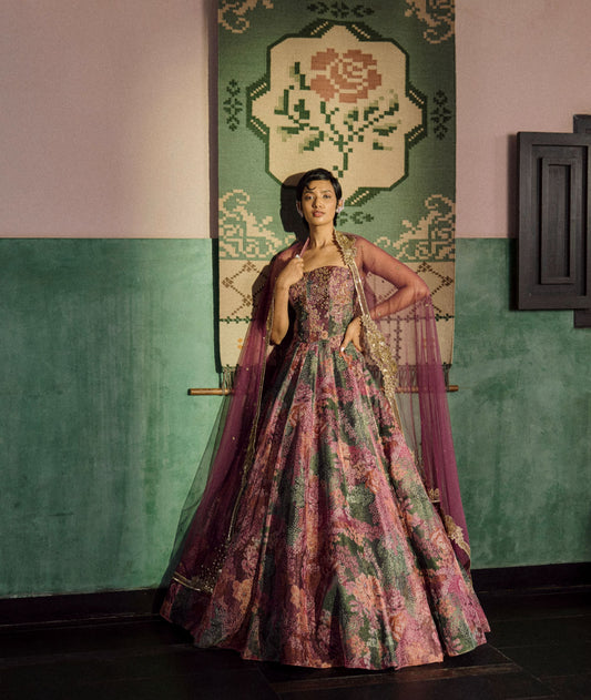 Iris bloom corset lehenga set