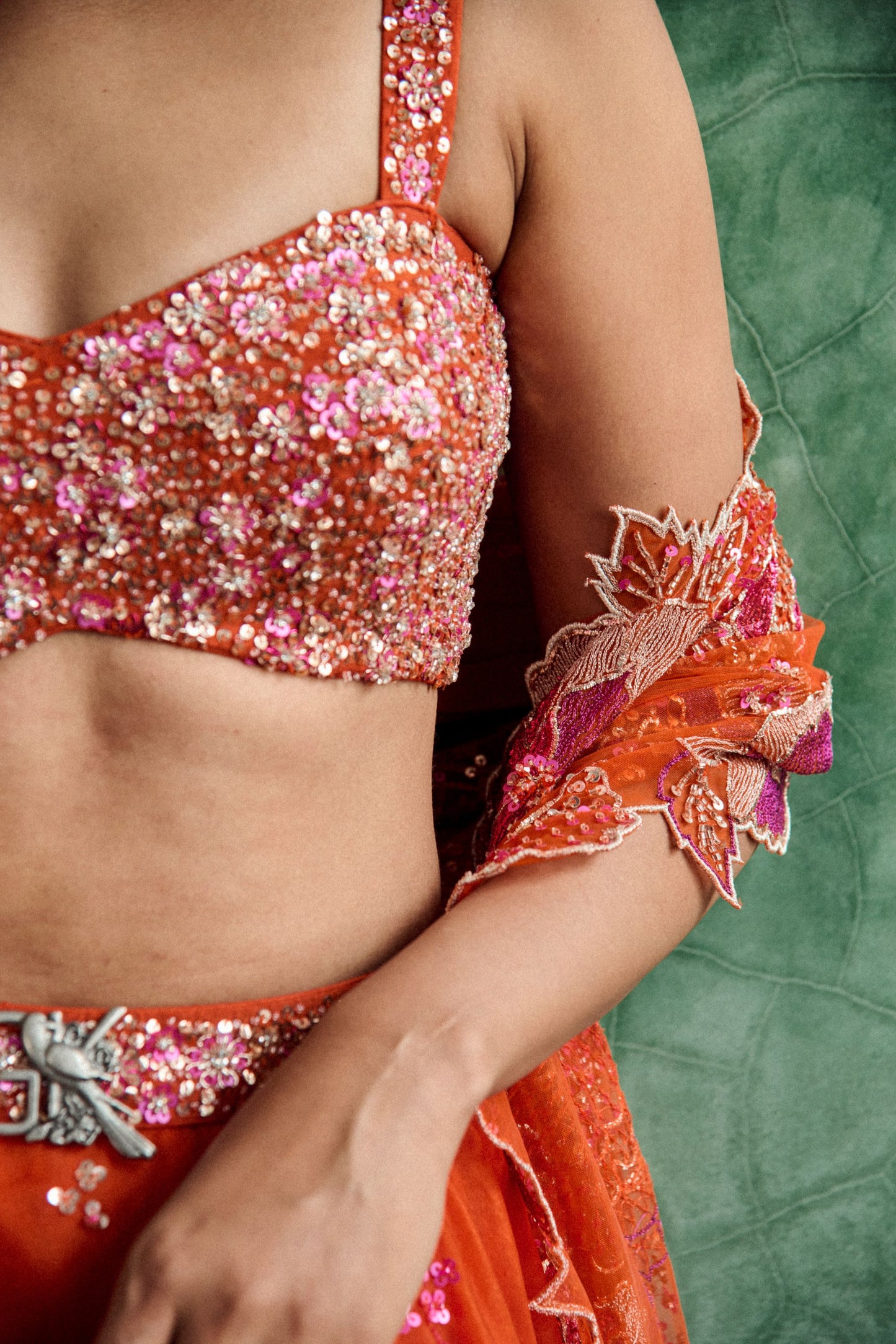 Tangerine blossom lehenga set