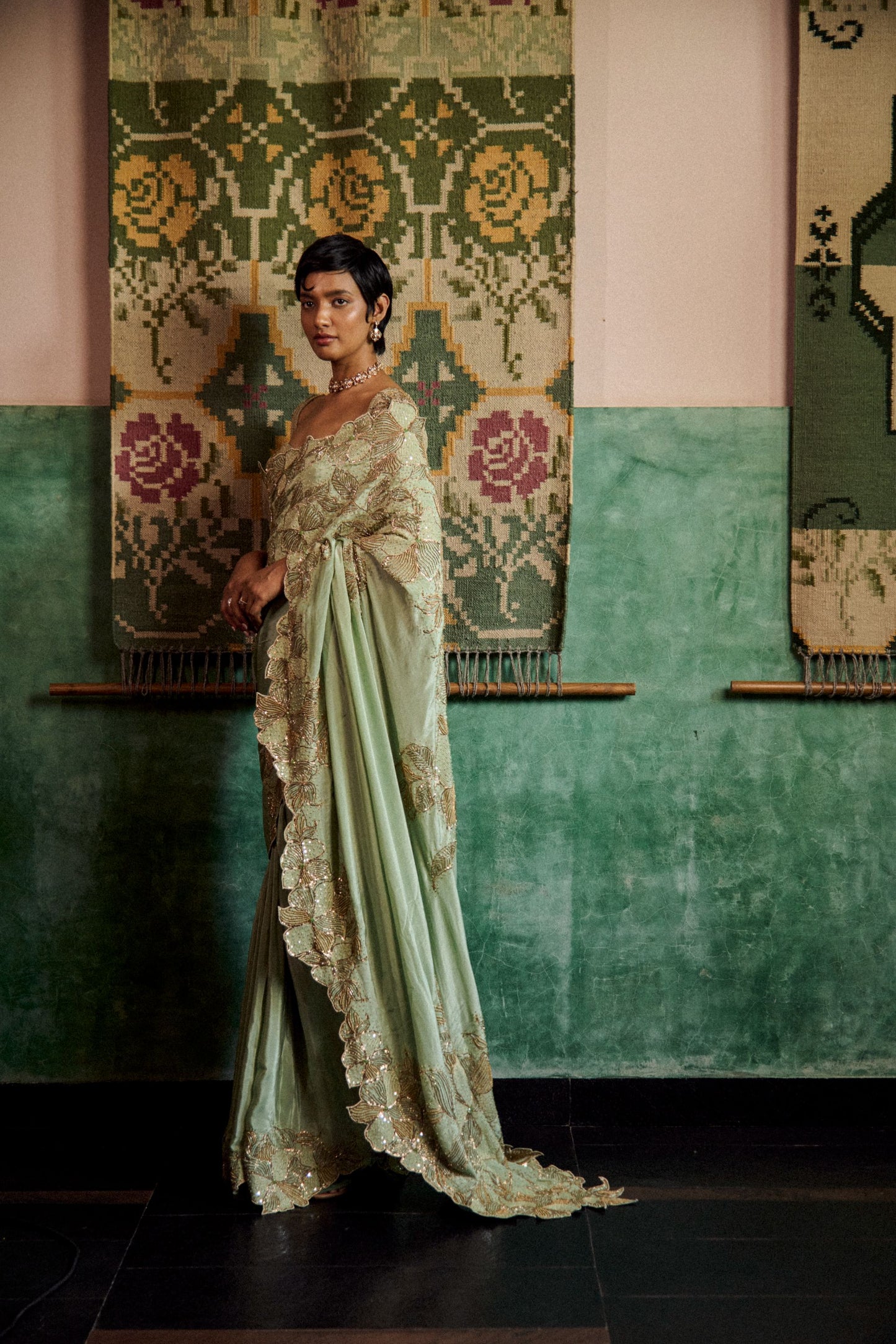 Dew drop sage saree
