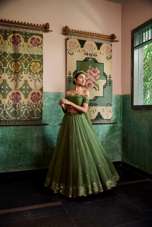 Sagewood blossom lehenga set