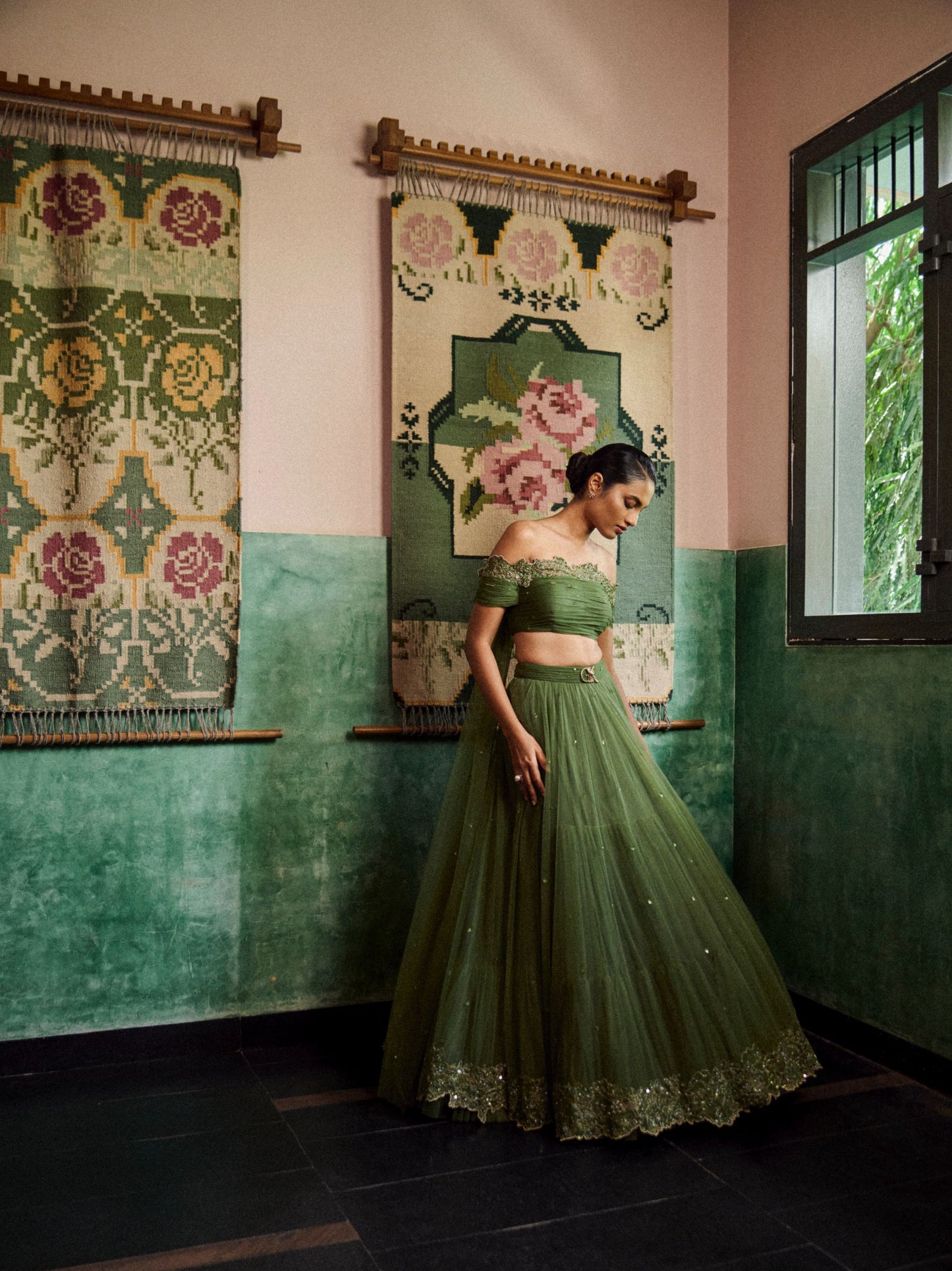 Sagewood blossom lehenga set