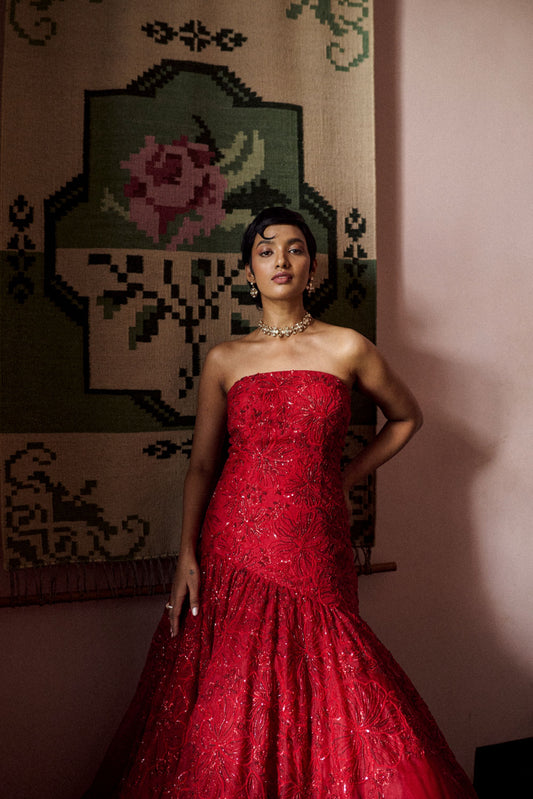 Ruby blossoming gown