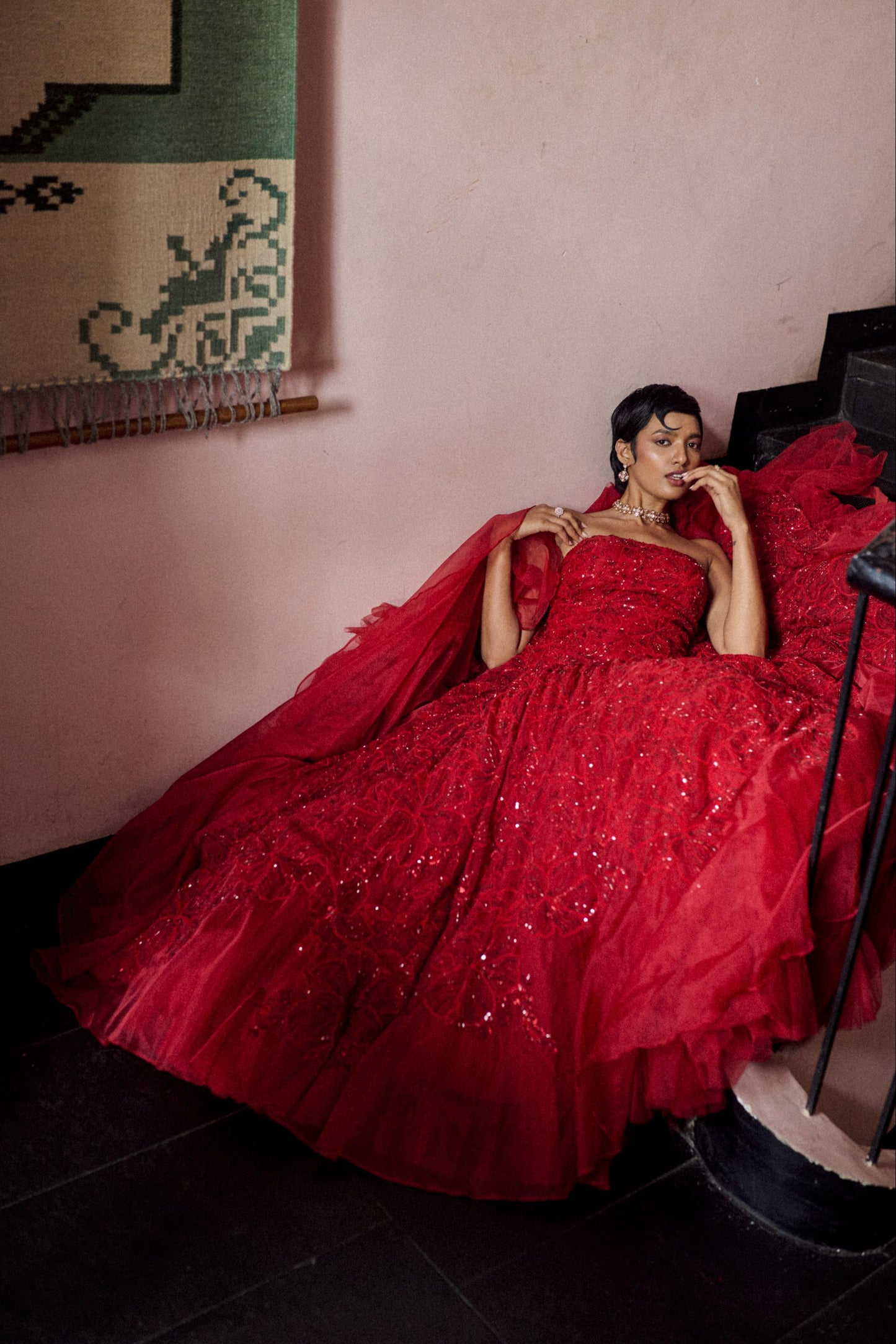 Ruby blossoming gown