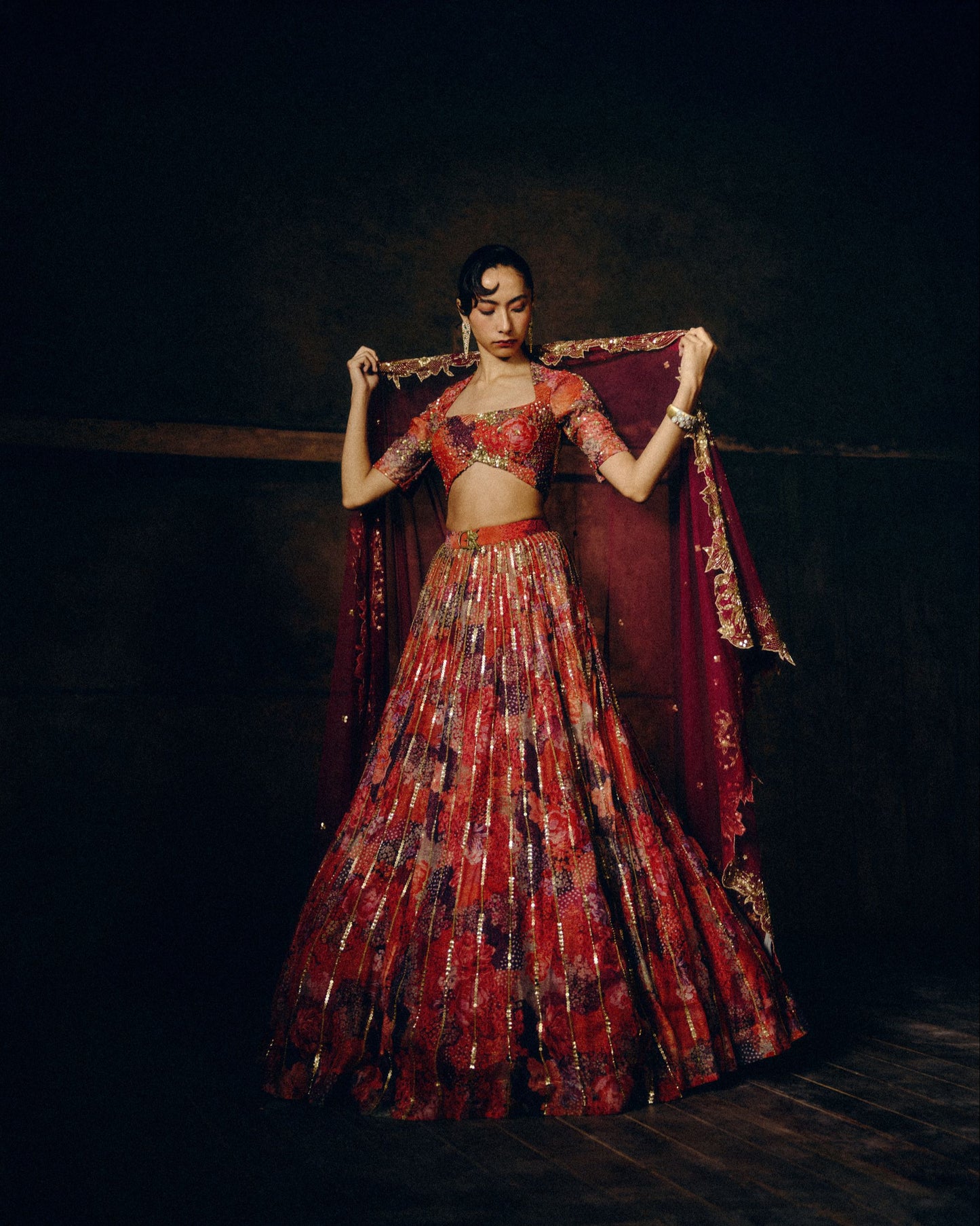 Amelia Sunset Bloom Lehenga
Set