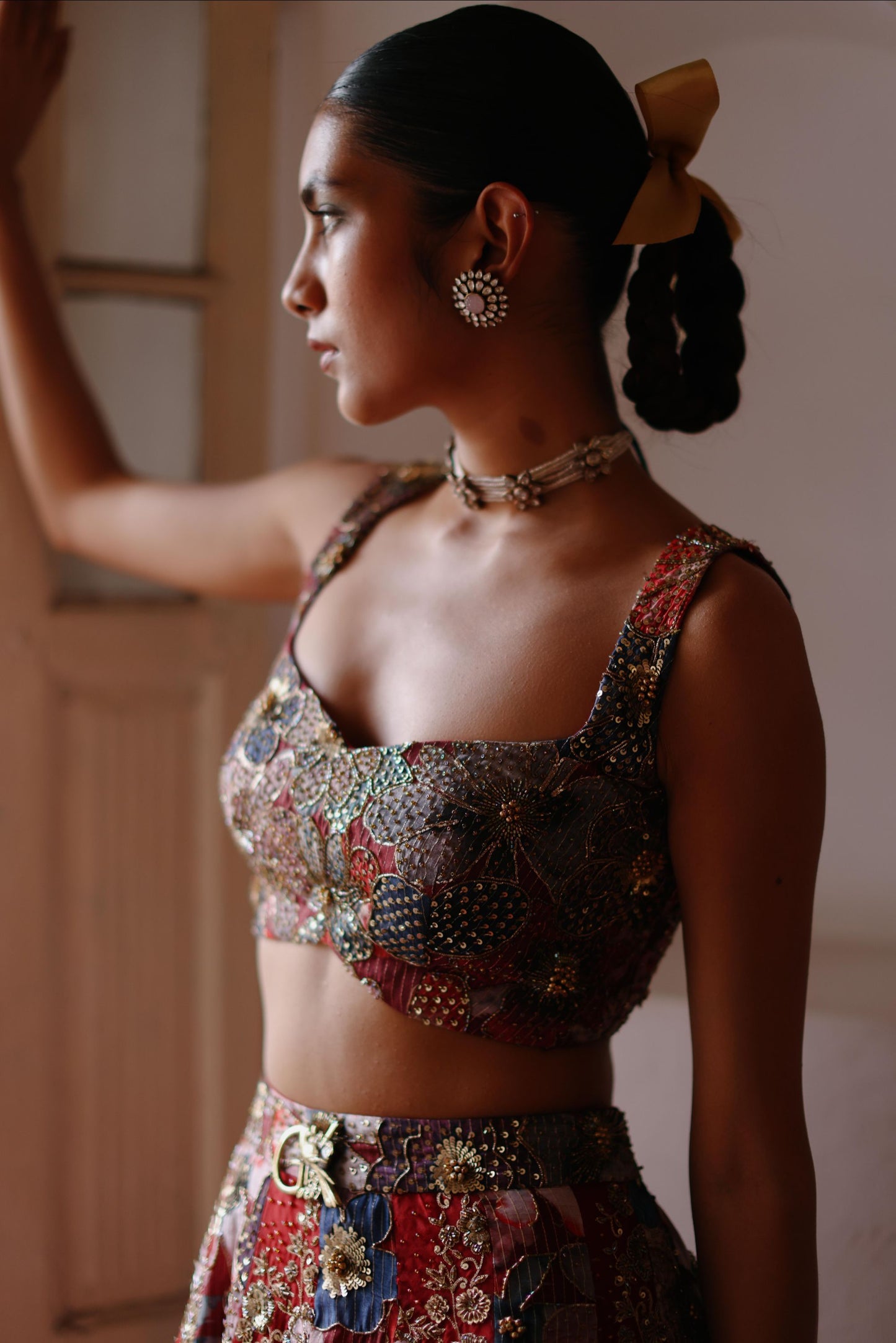 Print and Floral Bunches alternate
panels lehenga set