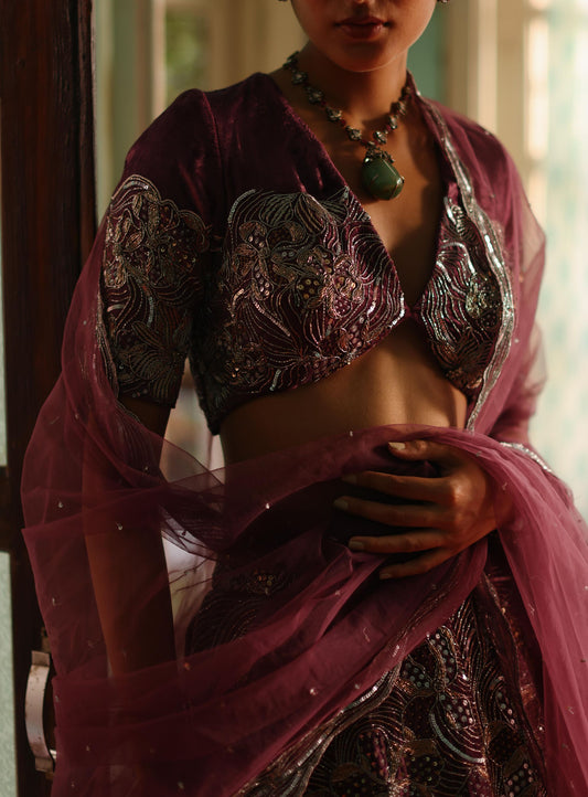 Floral foliage lehenga set