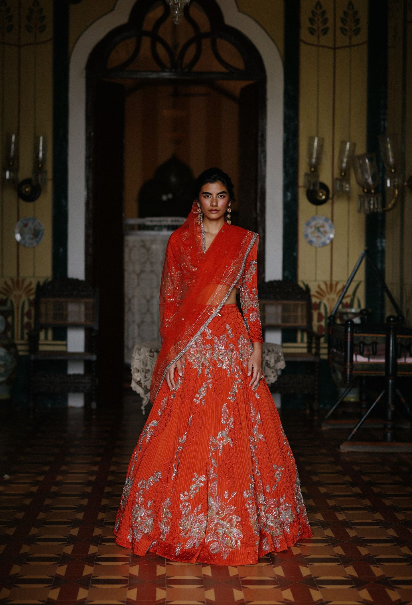 Burnt orange Rosetta lehenga