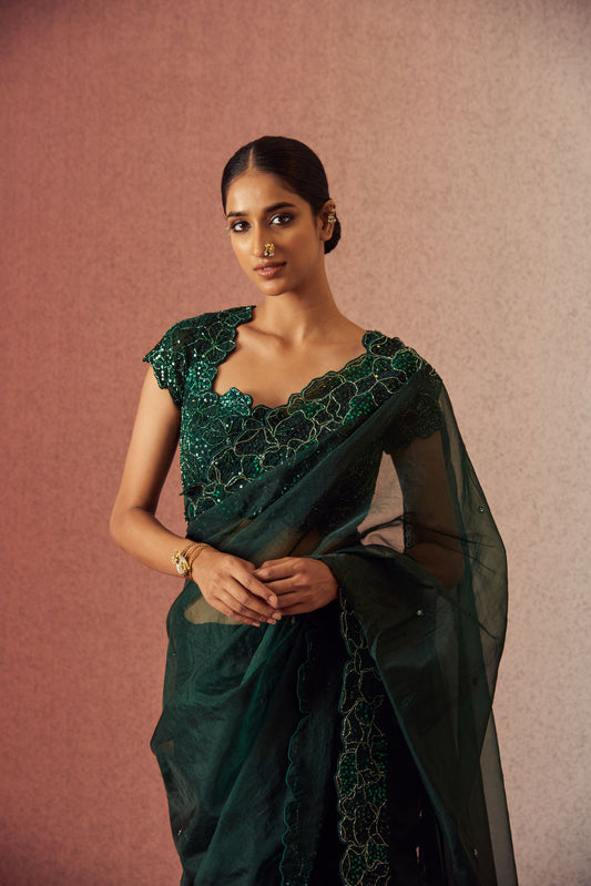Verdant Veridescent saree set