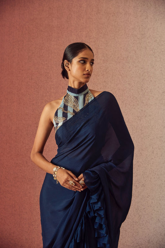 Blooming Stripes saree set