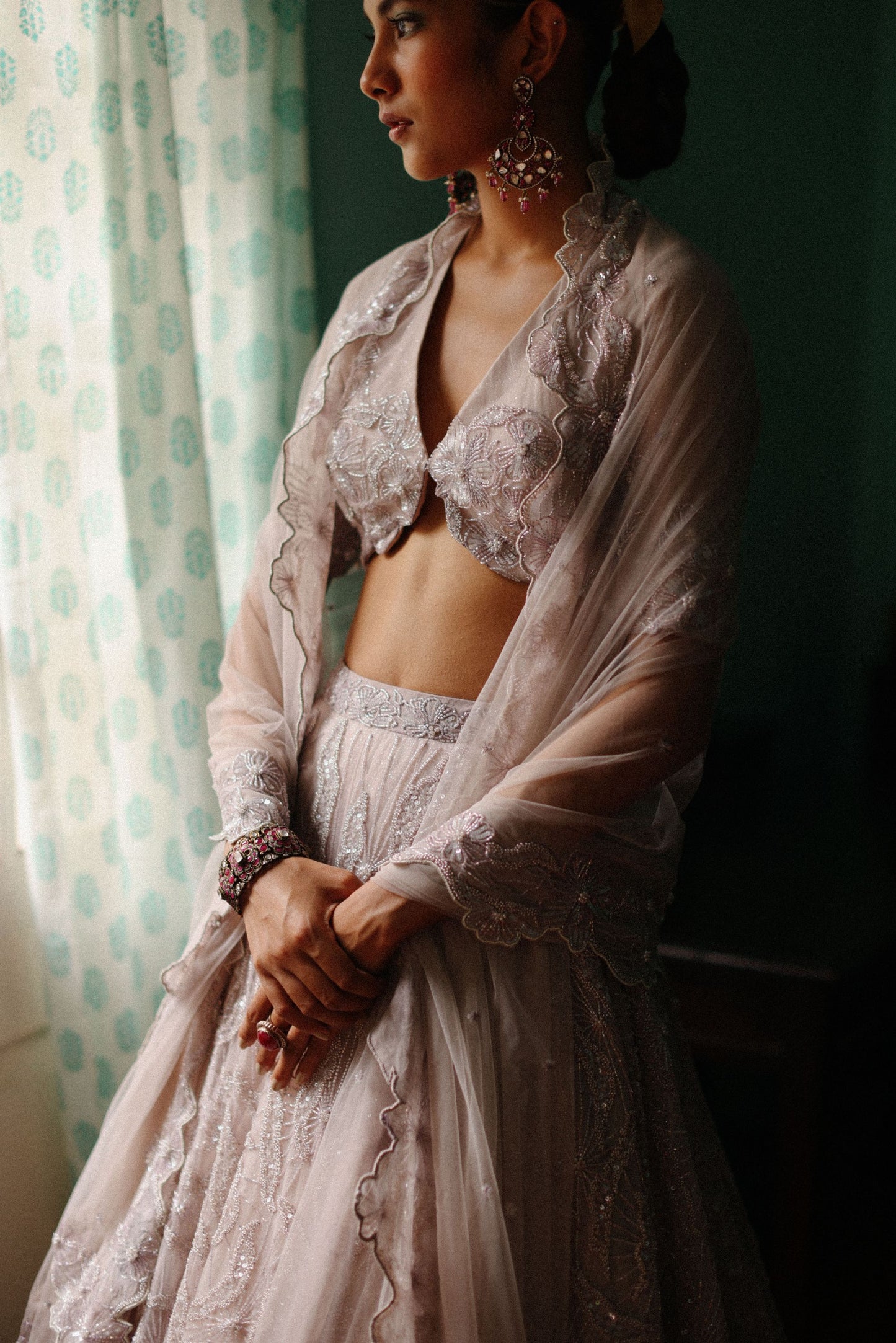 Hazy Lilac mirage lehenga set