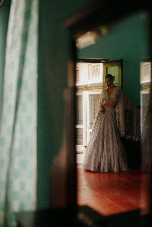 Hazy Lilac mirage lehenga set