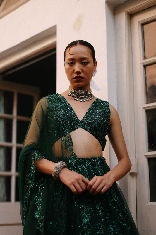 Emerald Enchantment lehenga set