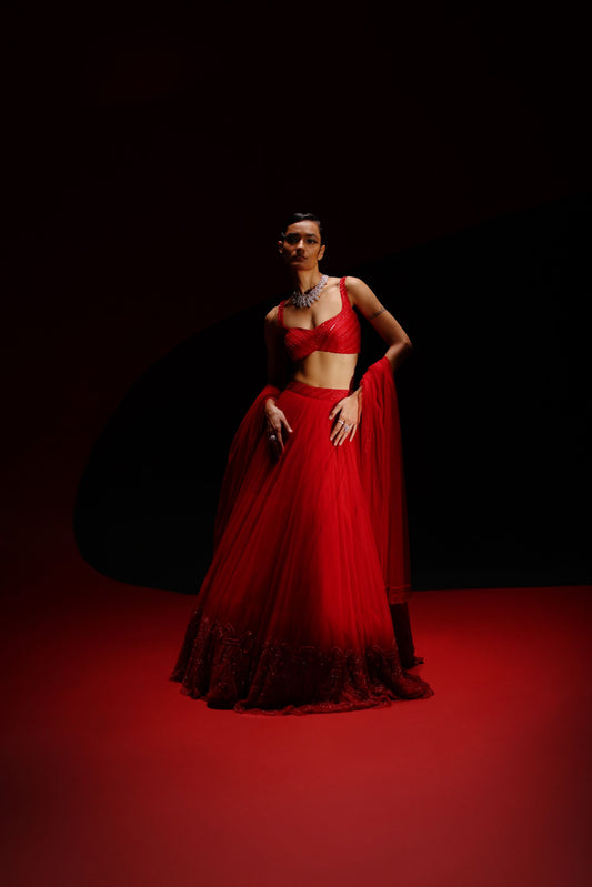 Rosso Imperiale lehenga set