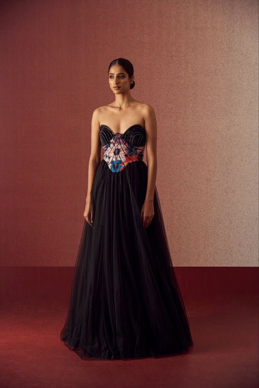 Noir Blossoms corset dress