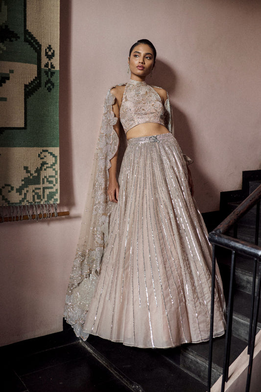 Pearl dust bloomings signature sequin lines lehenga set