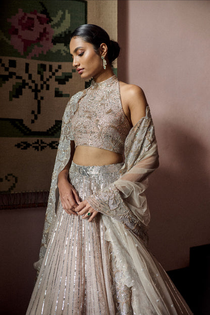 Pearl dust bloomings signature sequin lines lehenga set