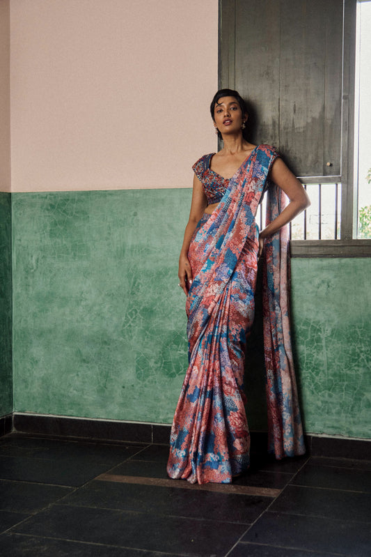 Twilight blossom pre drapped saree