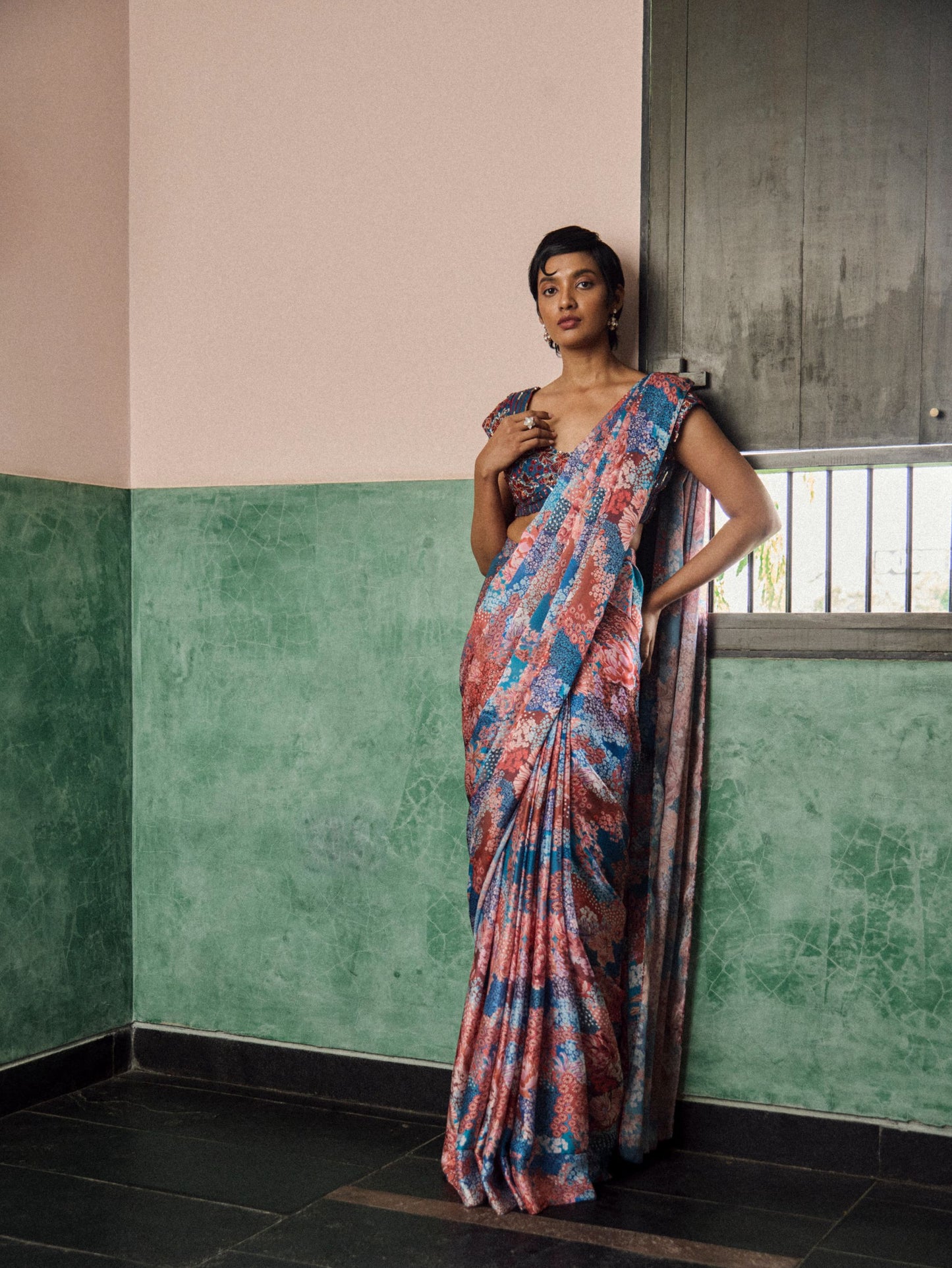 Twilight blossom pre drapped saree
