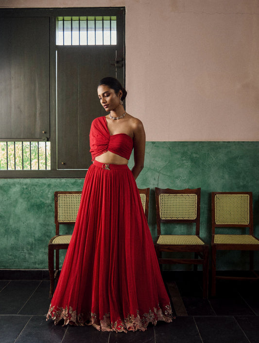 Scarlette blaze off shoulder lehenga set