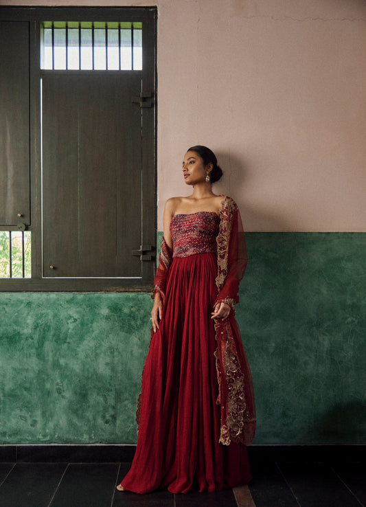 Vermillia corset lehenga set