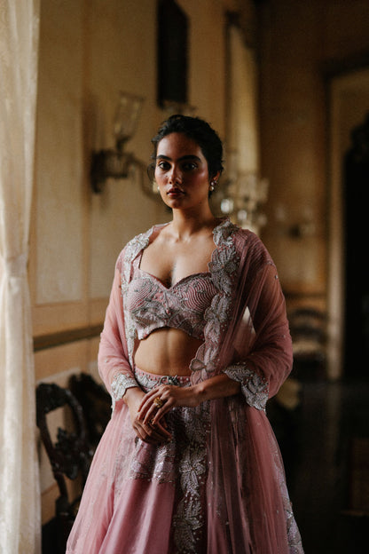 Coral rose lehenga