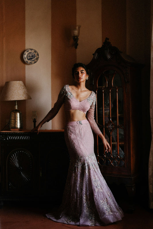 Mauve dutchess mermaid lehenga