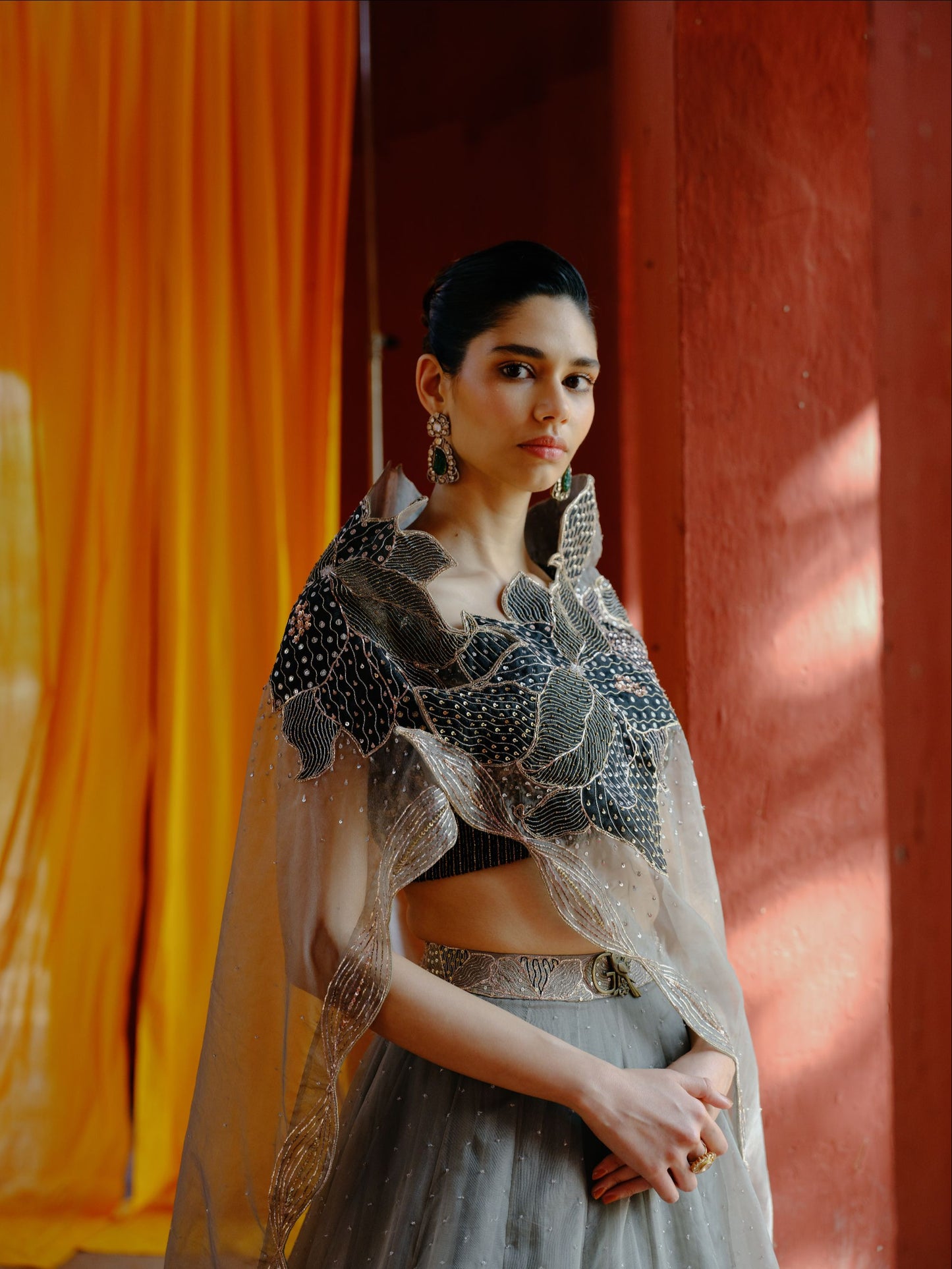 Olive Shadow Lehenga