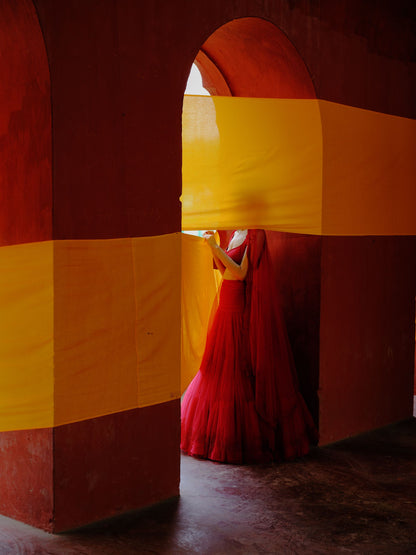 Red Dahilia Lehenga