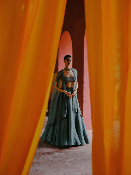 Frosted mint lehenga set