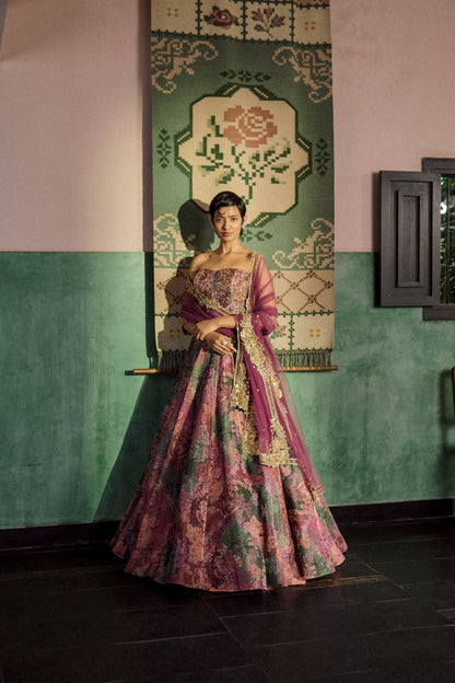 Iris bloom corset lehenga set