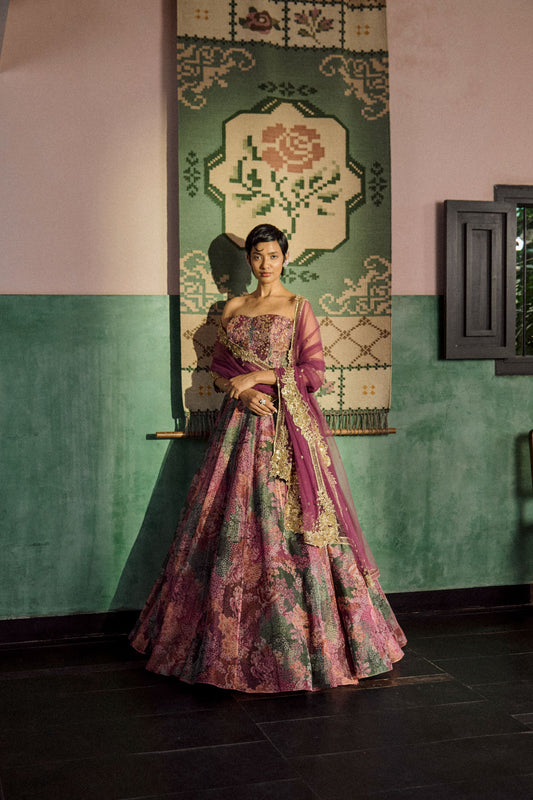 Iris bloom corset lehenga set
