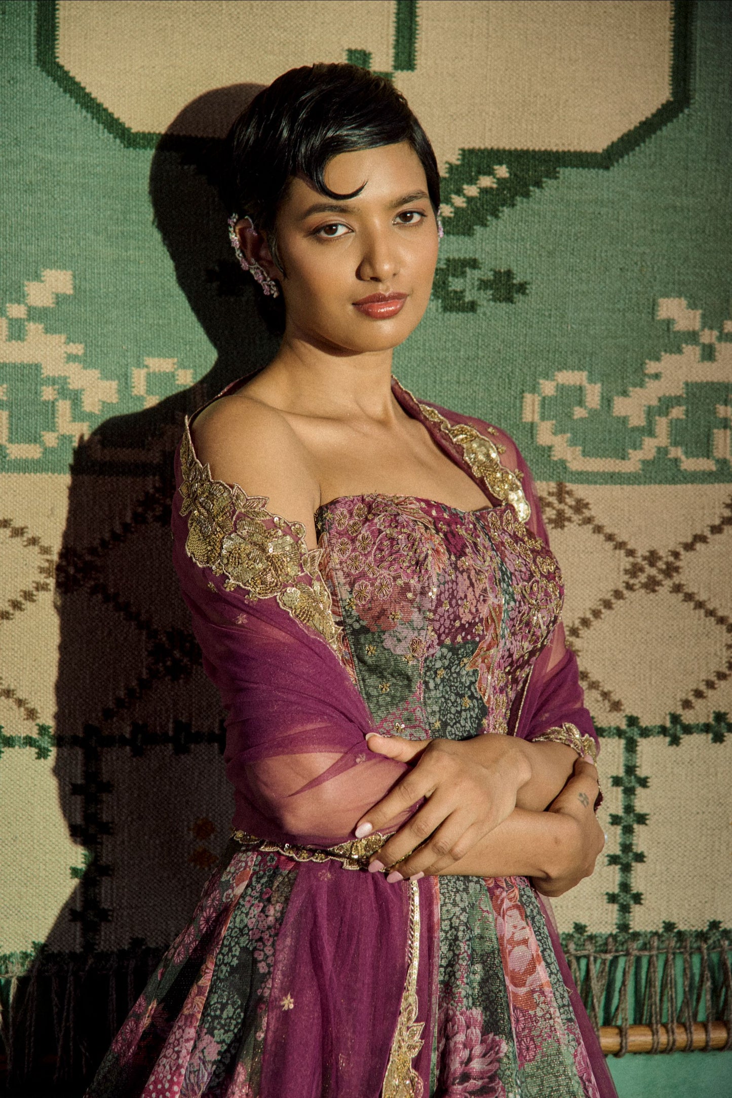 Iris bloom corset lehenga set
