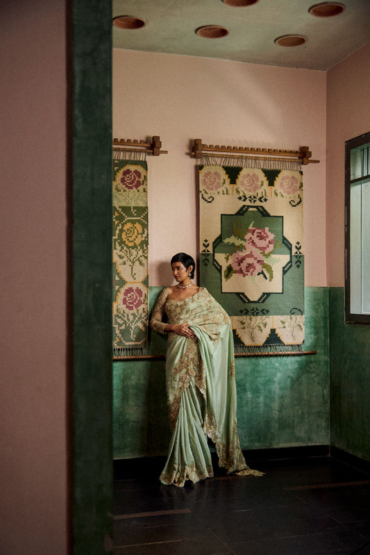 Dew drop sage saree