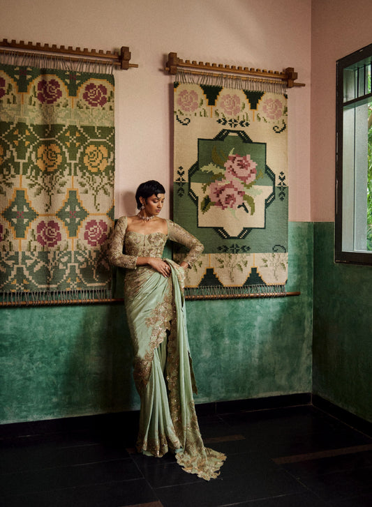 Dew drop sage saree