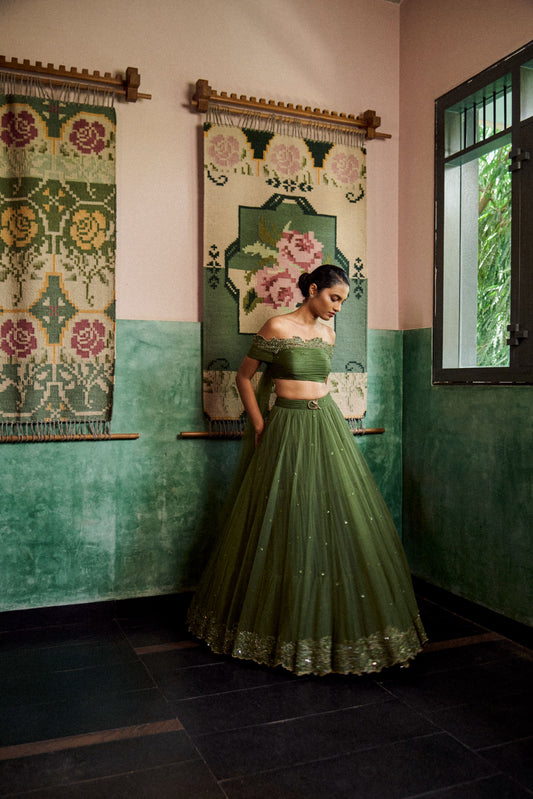 Sagewood blossom lehenga set